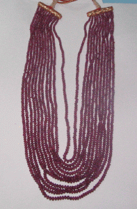 11 Strand  Necklace Indian Ruby Plain Beads