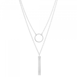 Bar and Circle twin necklace