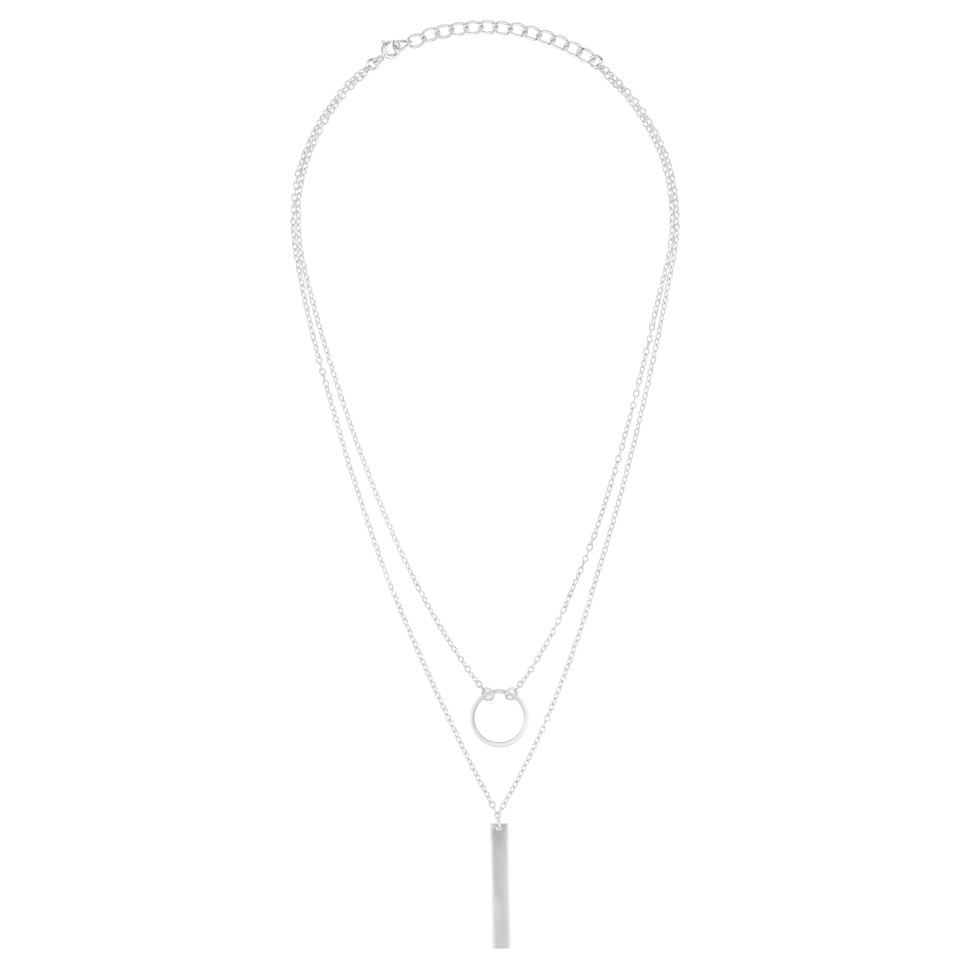 Bar and Circle twin necklace