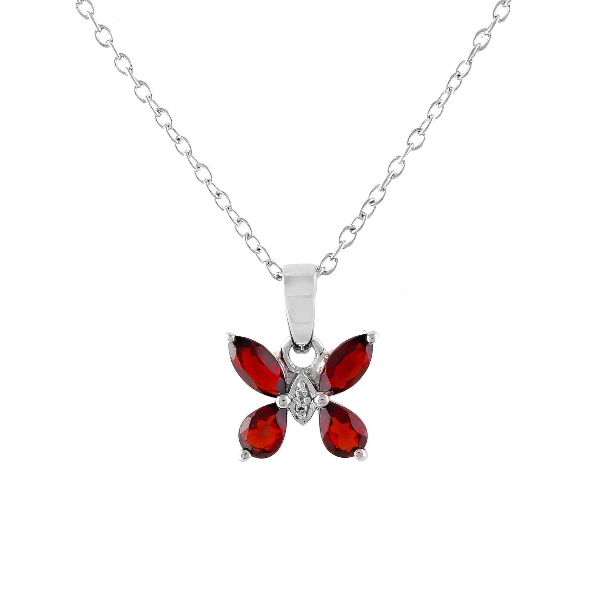 Butterfly pendant in Garnet with Chain