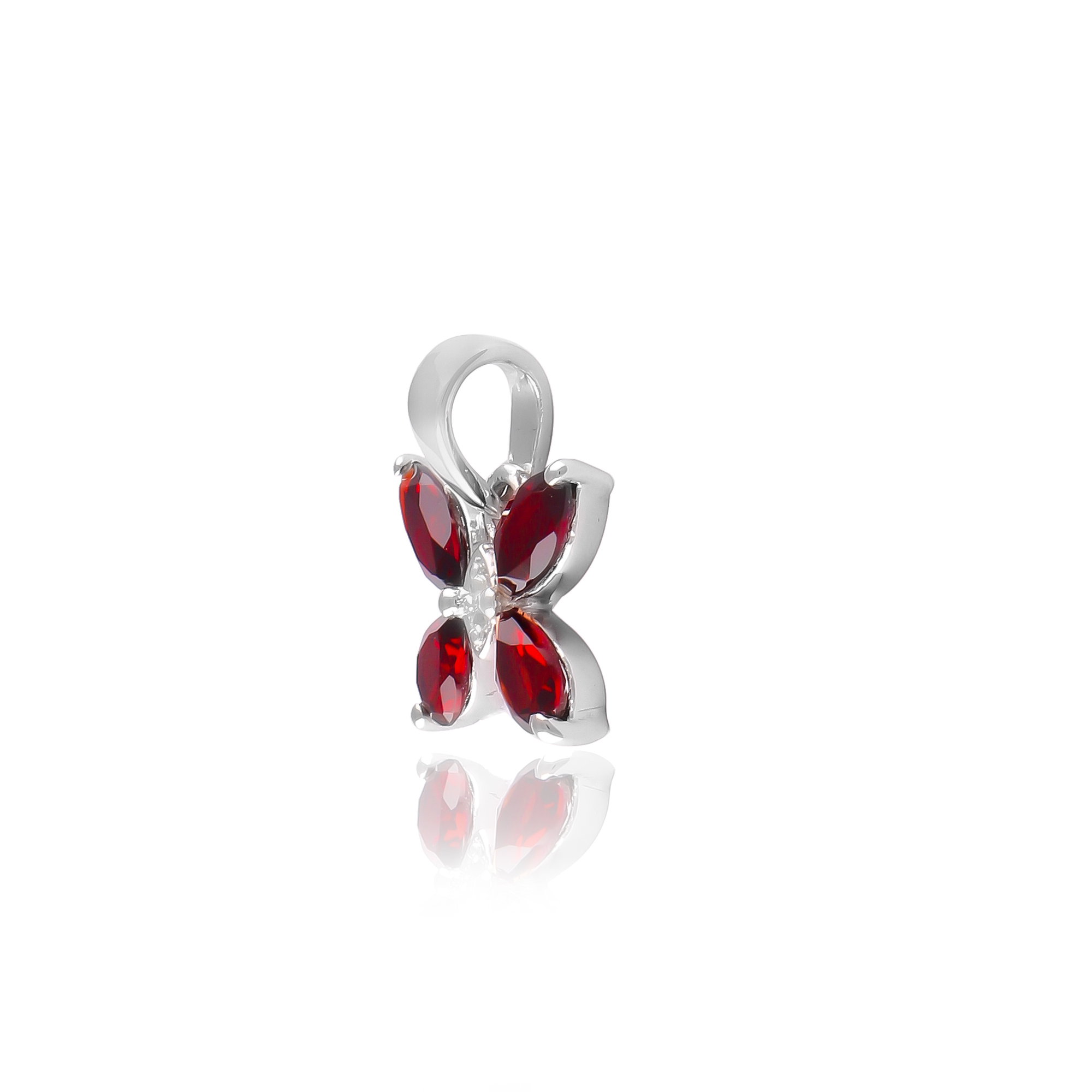 Butterfly pendant in Garnet with Chain