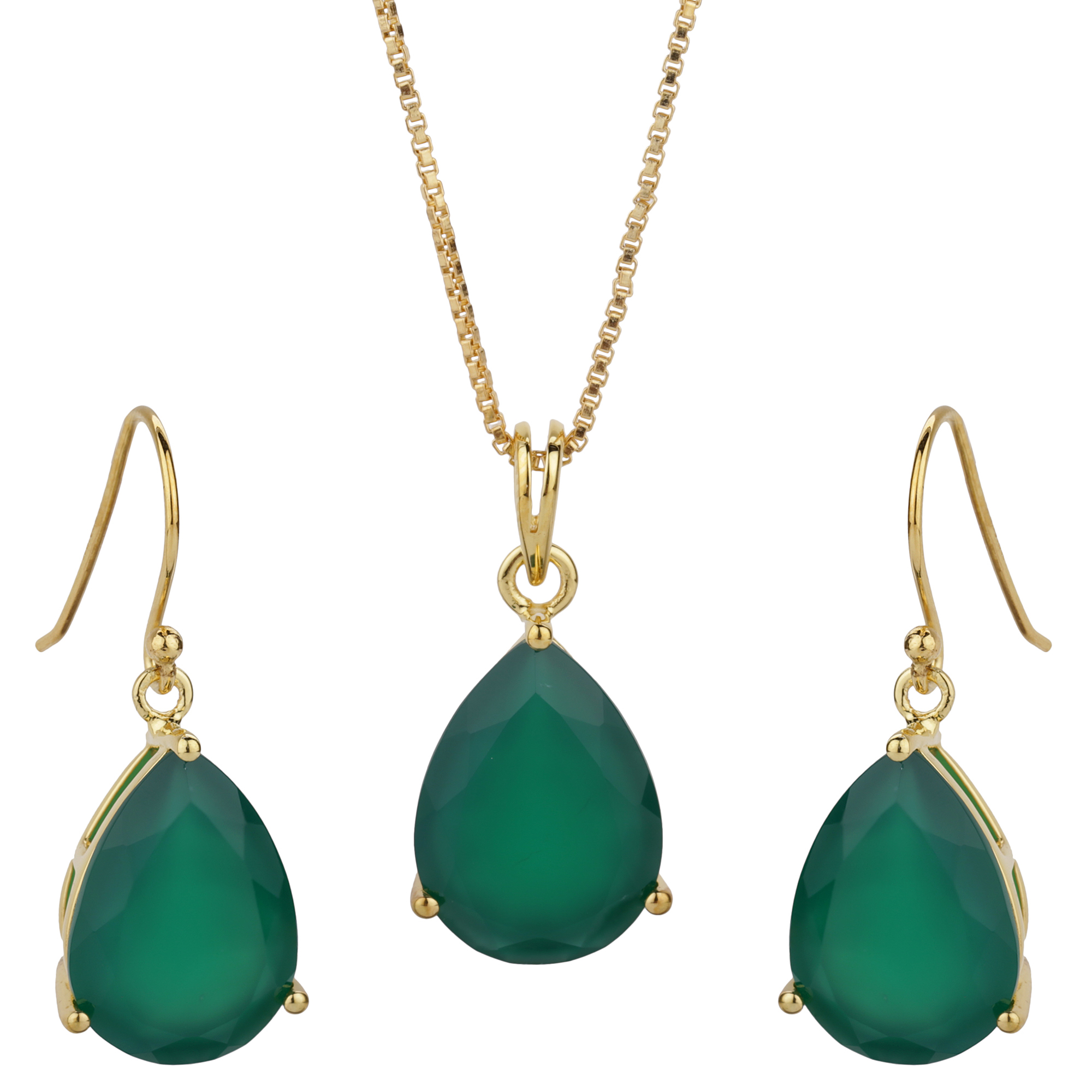 Green onyx 925 silver Earring Pendant Set