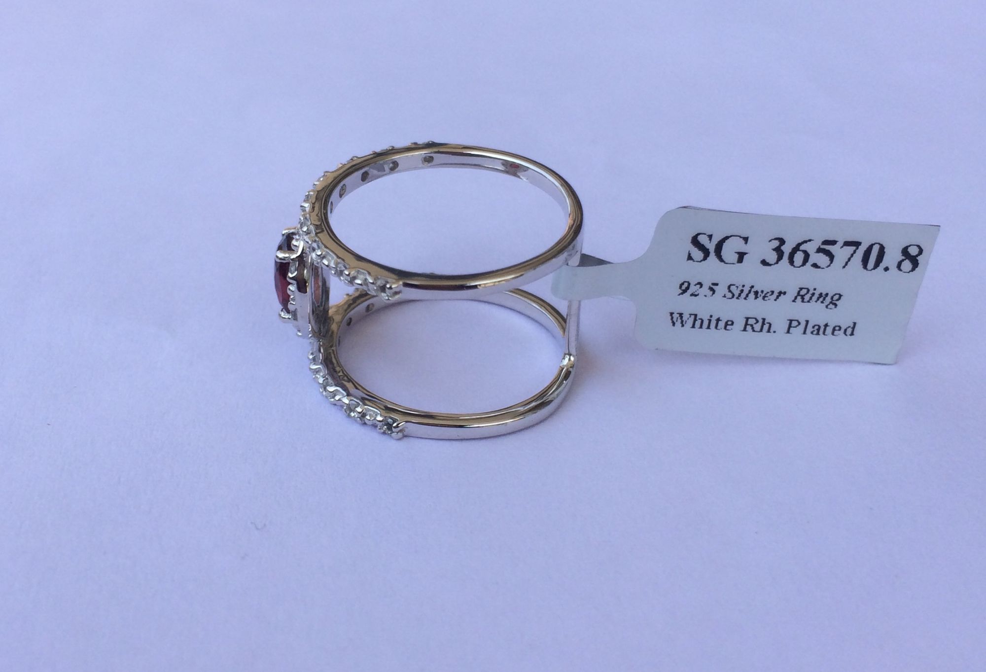 Modern double band design - garnet ring