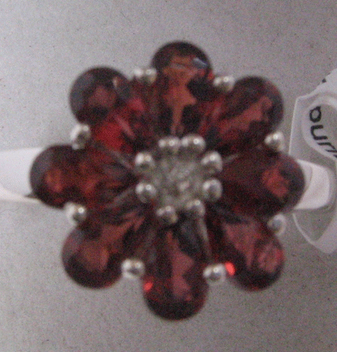 Garnet Pear Cut Silver Ring