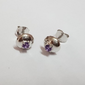 Ear Ring With White gold &amp; Amethyst