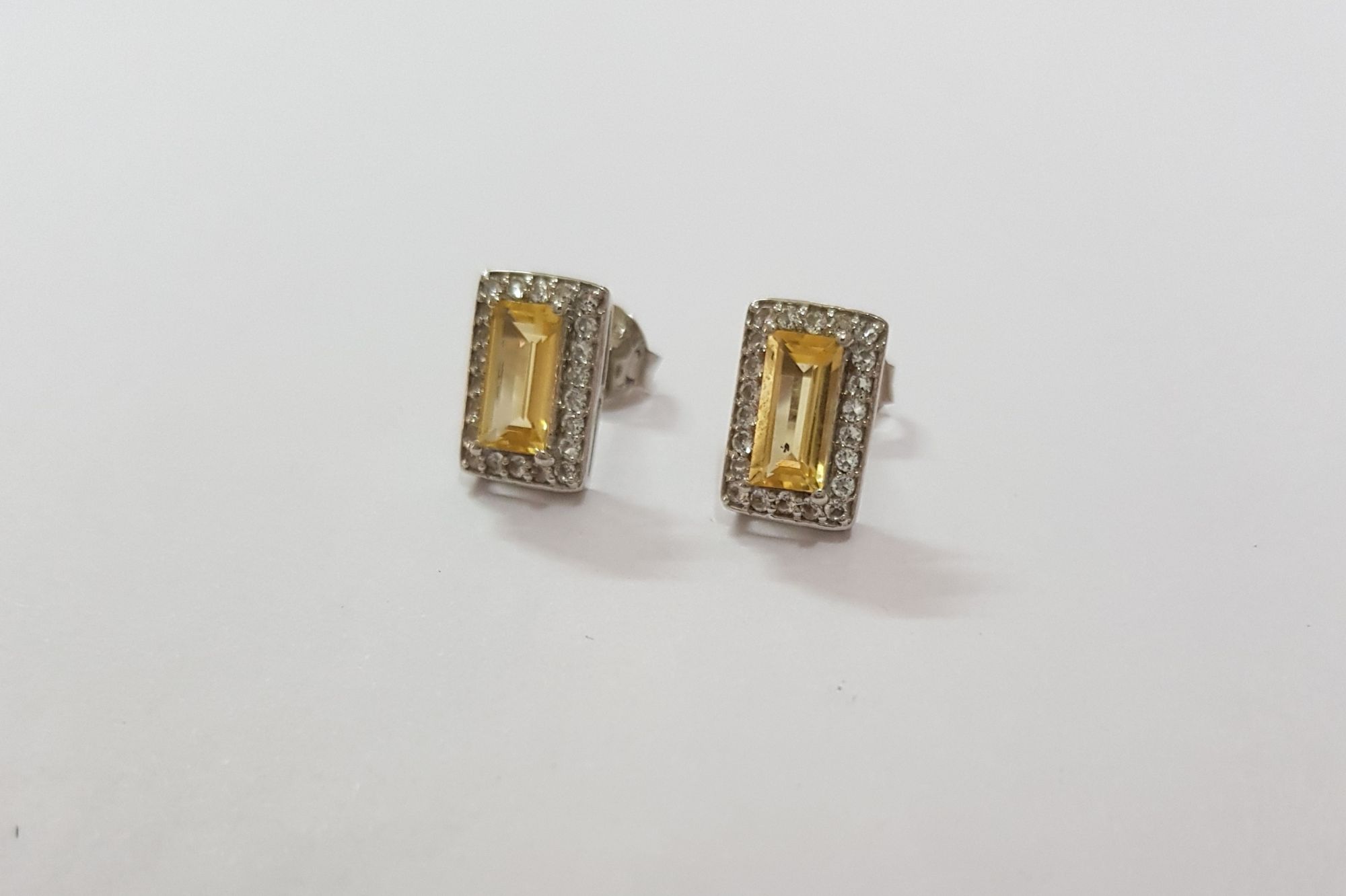 Earrings with White topaz and Citrine