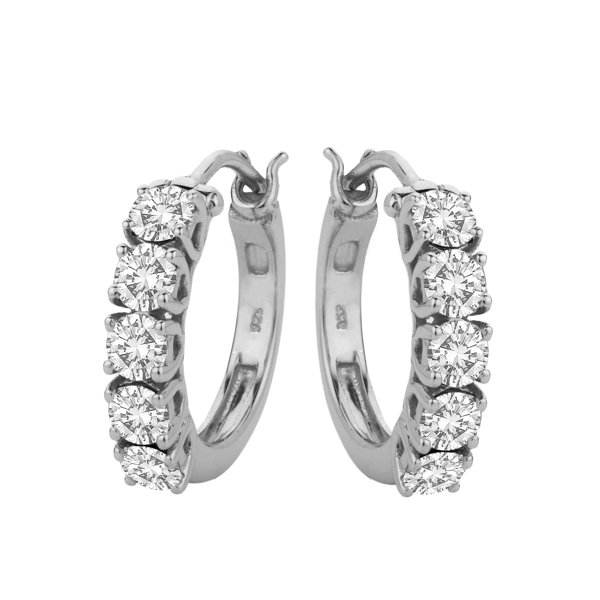 ShahGems Genuine Swarovski 925 silver Women's Earrings Hoops (Swarovski