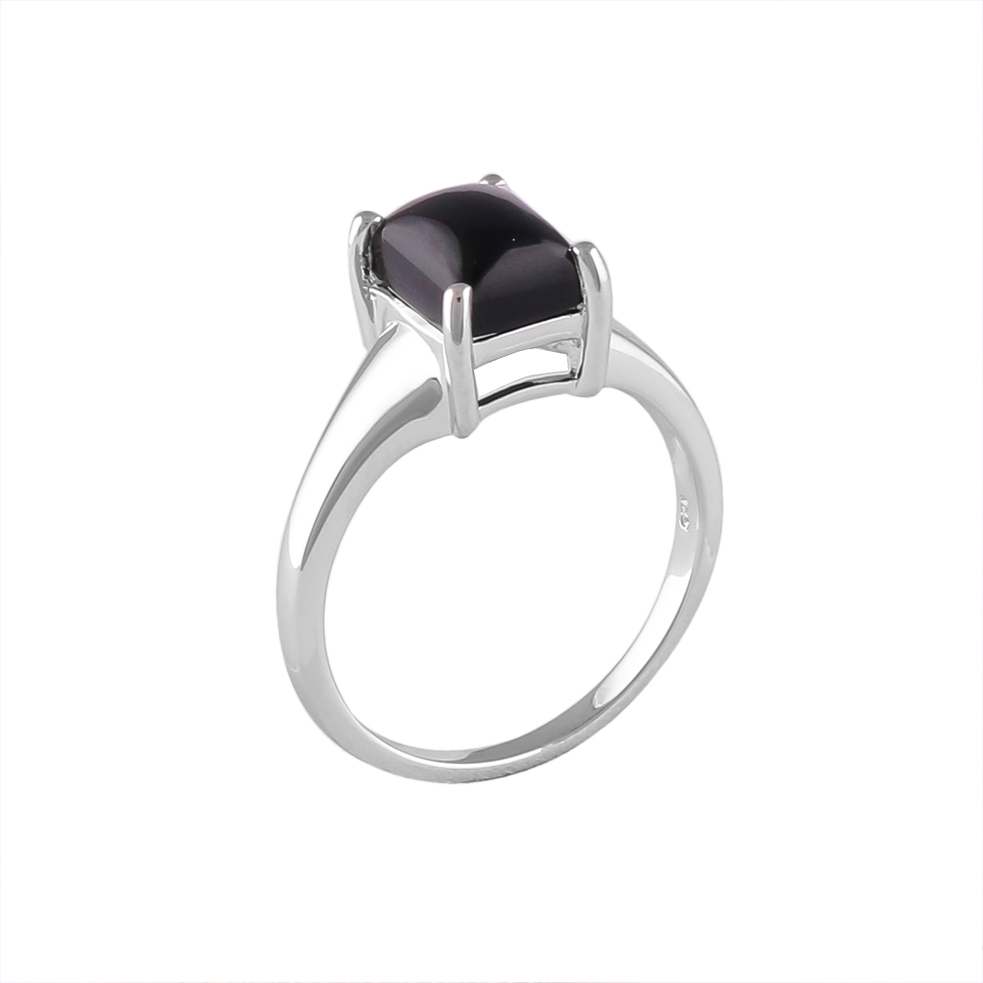 Black onyx solitaire 2.5ct Silver Ring