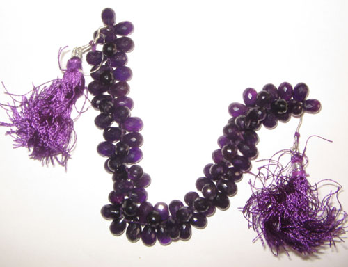 Af. amethyst faceted drop beads