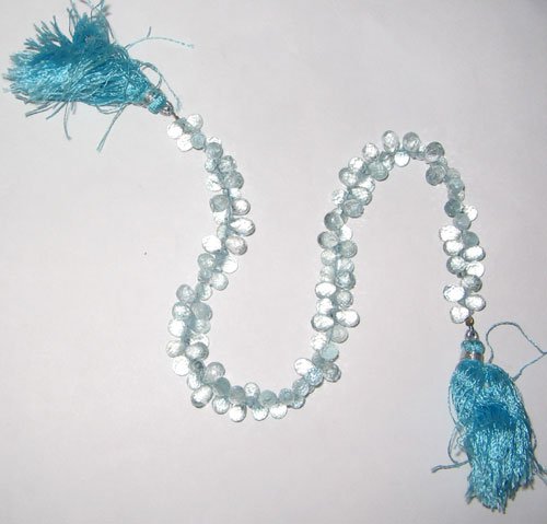 Aqua faceted drop beads