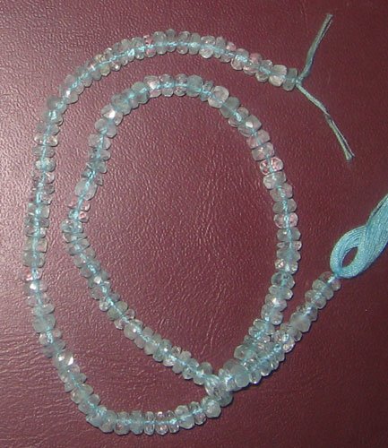 Aquamarine Faceted Rhondelle Gem Beads.