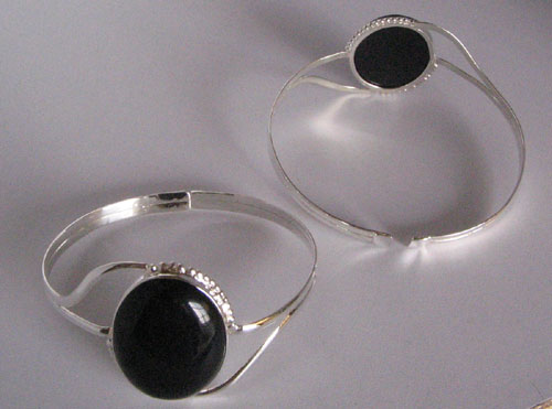 Black onyx silver bracelet