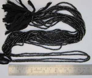 Black Spinel faceted Rhondelle / bati gem beads
