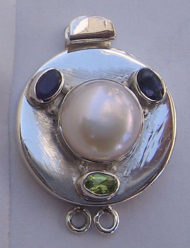 Clasp With Pearl & Iolite,Peridot