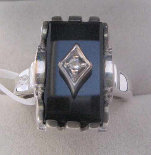 Diamond and black onyx ring