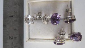 Ear Ring With Amethyst & Cristal