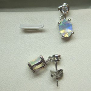 Ear Ring With Ethopian opal and white topaz