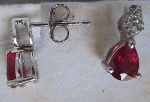 Ear Ring With Ruby & Diamond