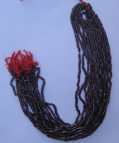 Garnet plain long tube gem beads