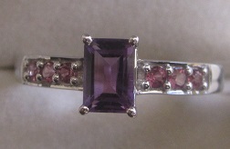 Gold Ring With amethyst and rhodolite