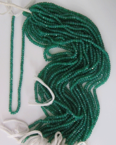 Green onyx faceted rhondelle/bati gems  beads