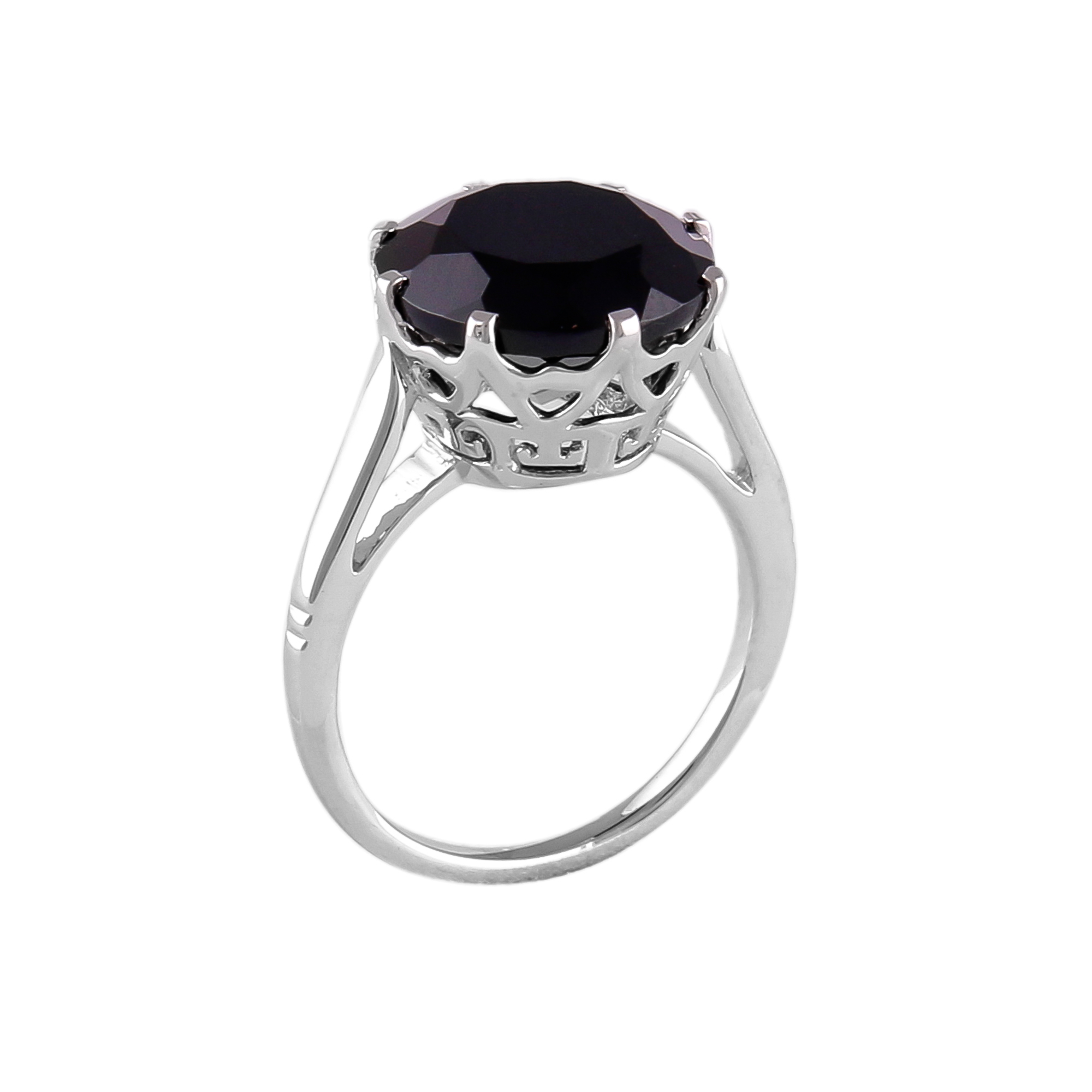 Black Spinel Crown Solitaire 925 Silver