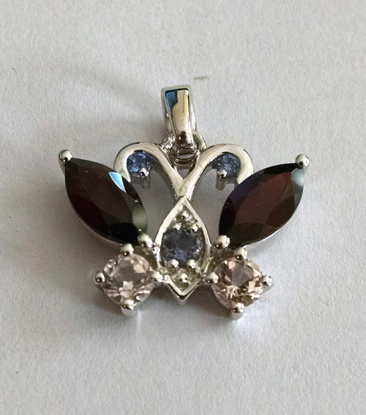 Multi stone butterfly pendant