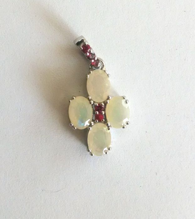 Opal pendant with garnet