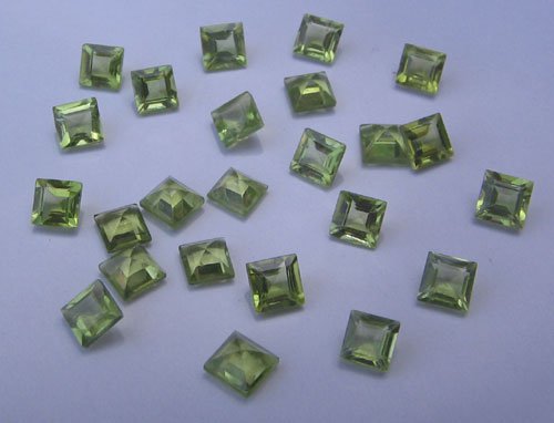 Peridot 4mm sq. cut/faceted gem stone