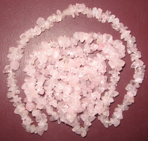 Rose quartz chip gem beads.