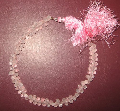 Rose quartz faceted drop beads