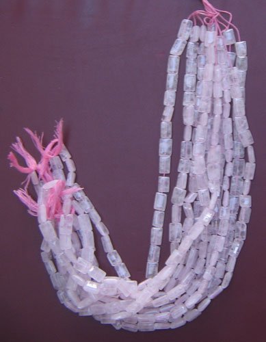 Rose Quartz plain chicklet gem beads
