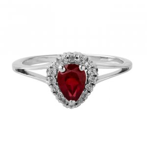 Ruby pear solitaire ring