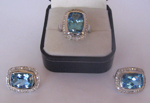 Set With Blue topaz & Diamonds