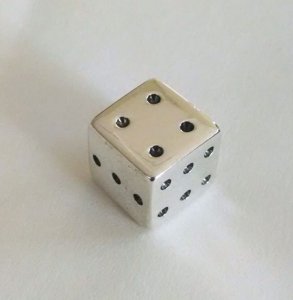 Silver cube die (dice)