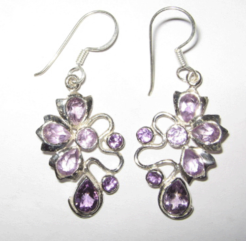 Silver Ear Rings with pear and round