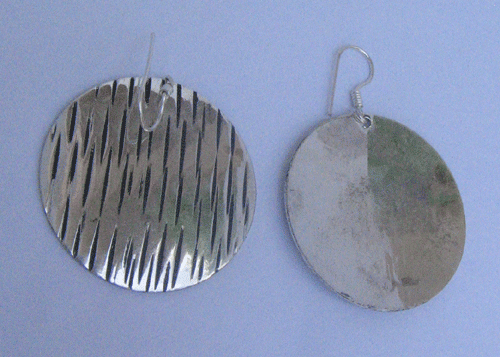 Silver plated oxidised earring
