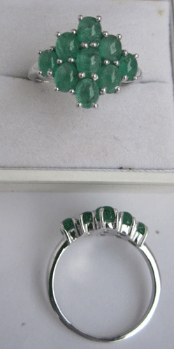 Emerald Cab Silver Ring