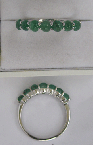 Round Emerald Silver Ring