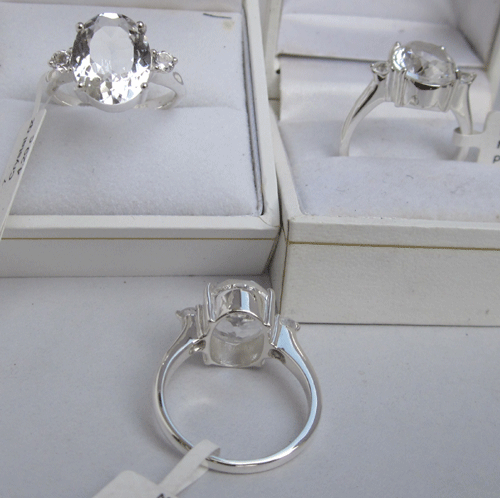 White Quartz Silver Ring