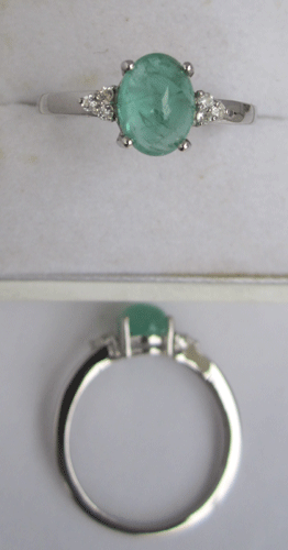 Emerald & White Topaz Silver Ring