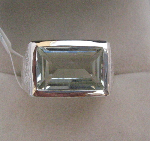 Octagon Faceted Sterling Silver Ring
