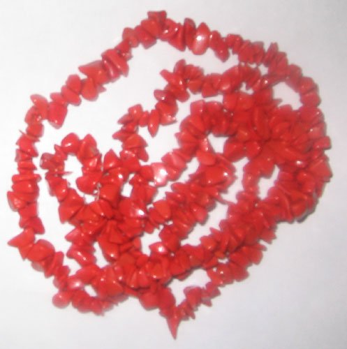 Syn.red coral chip gem beads.