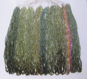 Tourmaline green tube beads