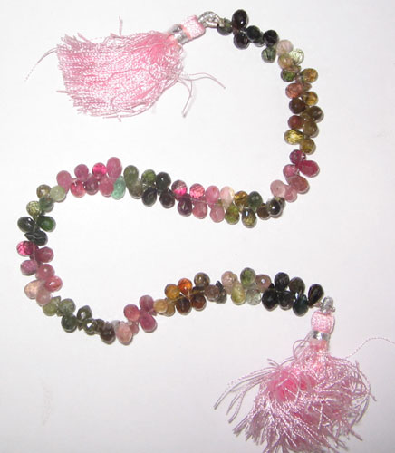 Turmaline faceted drop beads