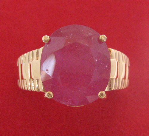 Yellow Gold Ring With Synthetic Ruby
